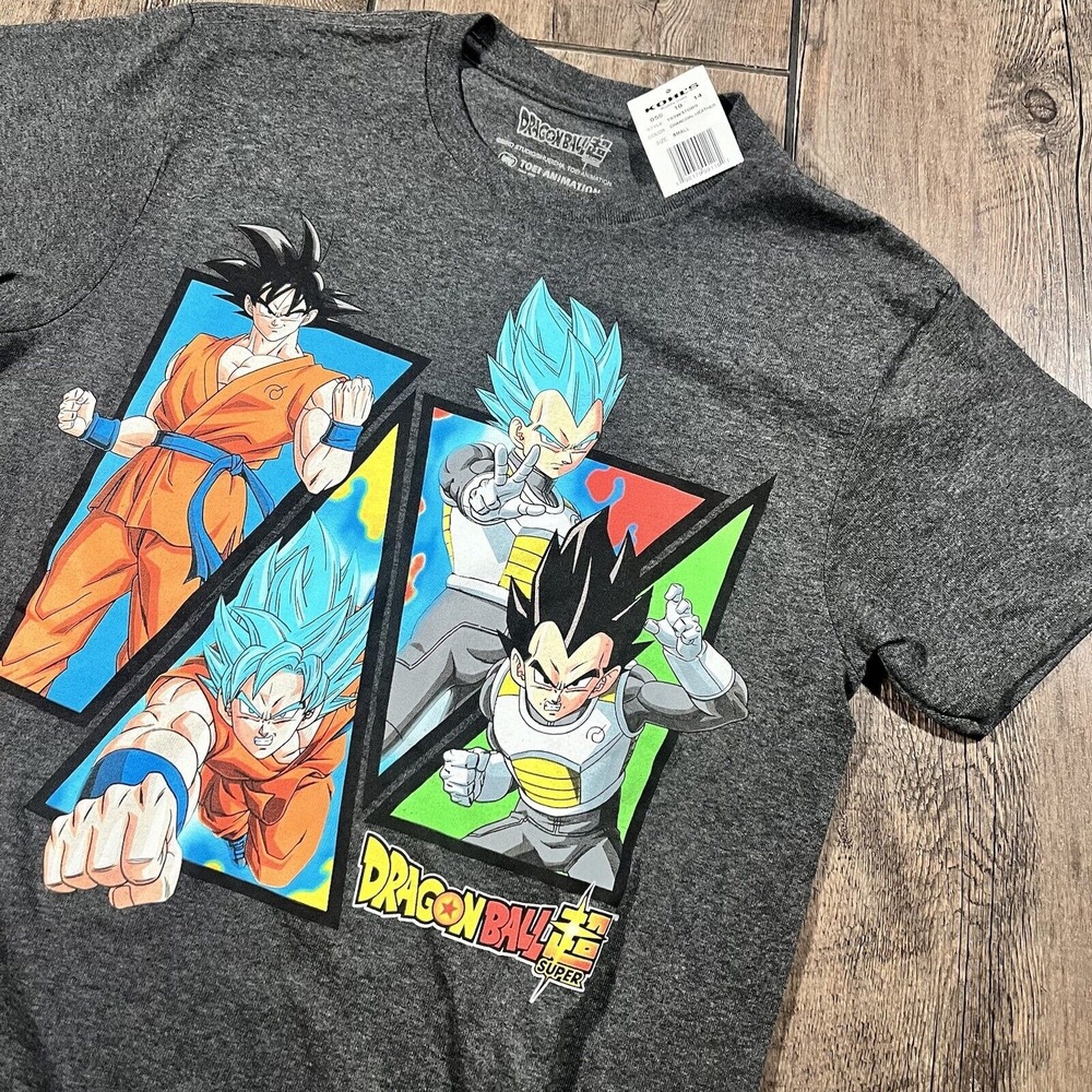 Dragon Ball Z Super T-Shirt Mens Small Gray Short Sleeve Goku Vegeta Sayan‎ NEW